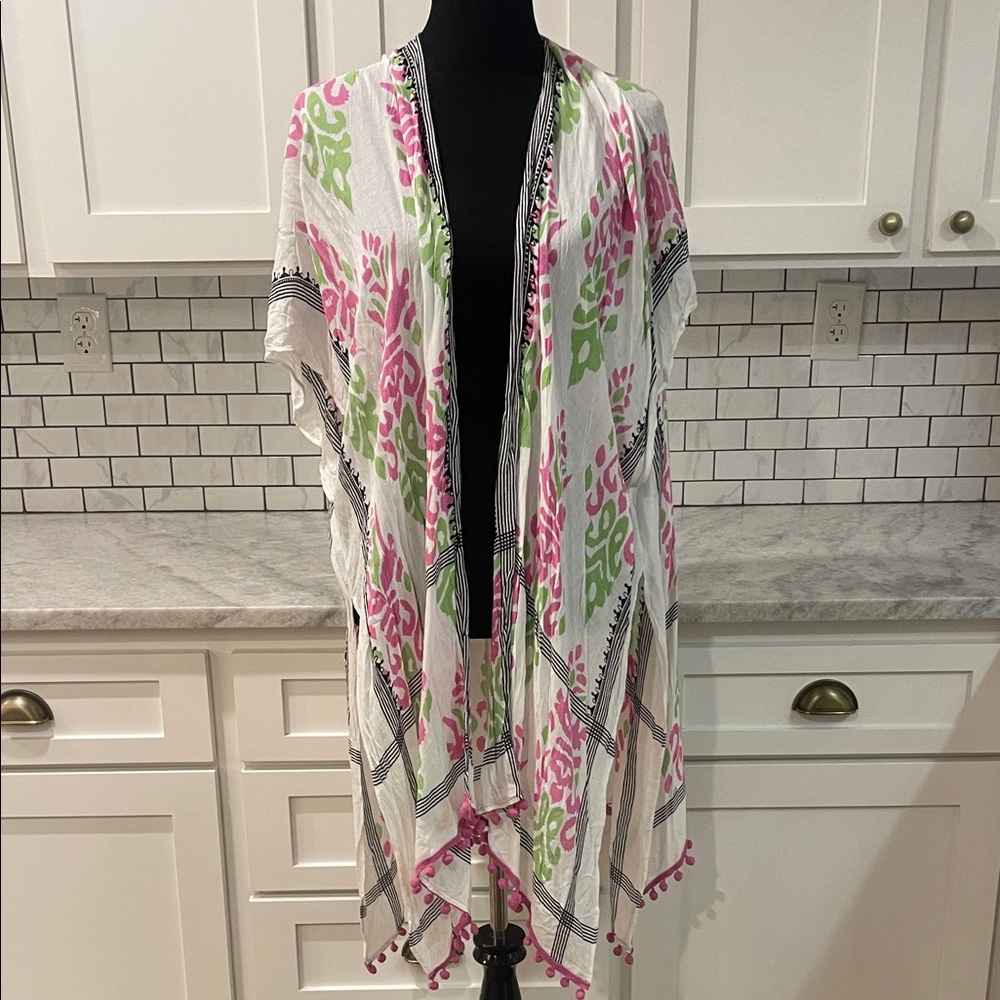 Top It Off‎ Cardigan Kimono Womens One Size Pink Coverup Beach Resortwear Boho